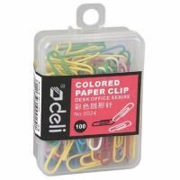 deli 28mm paper clips coloured box 100